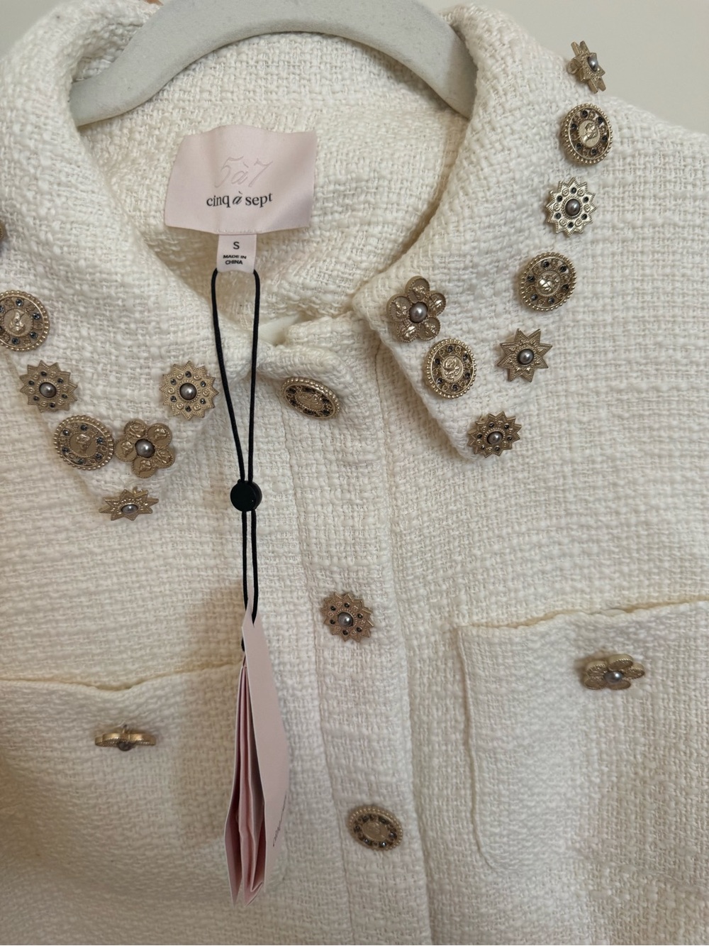 Cinq à Sept Ansey Embellished Tweed Crop Jacket - Picture 4 of 6